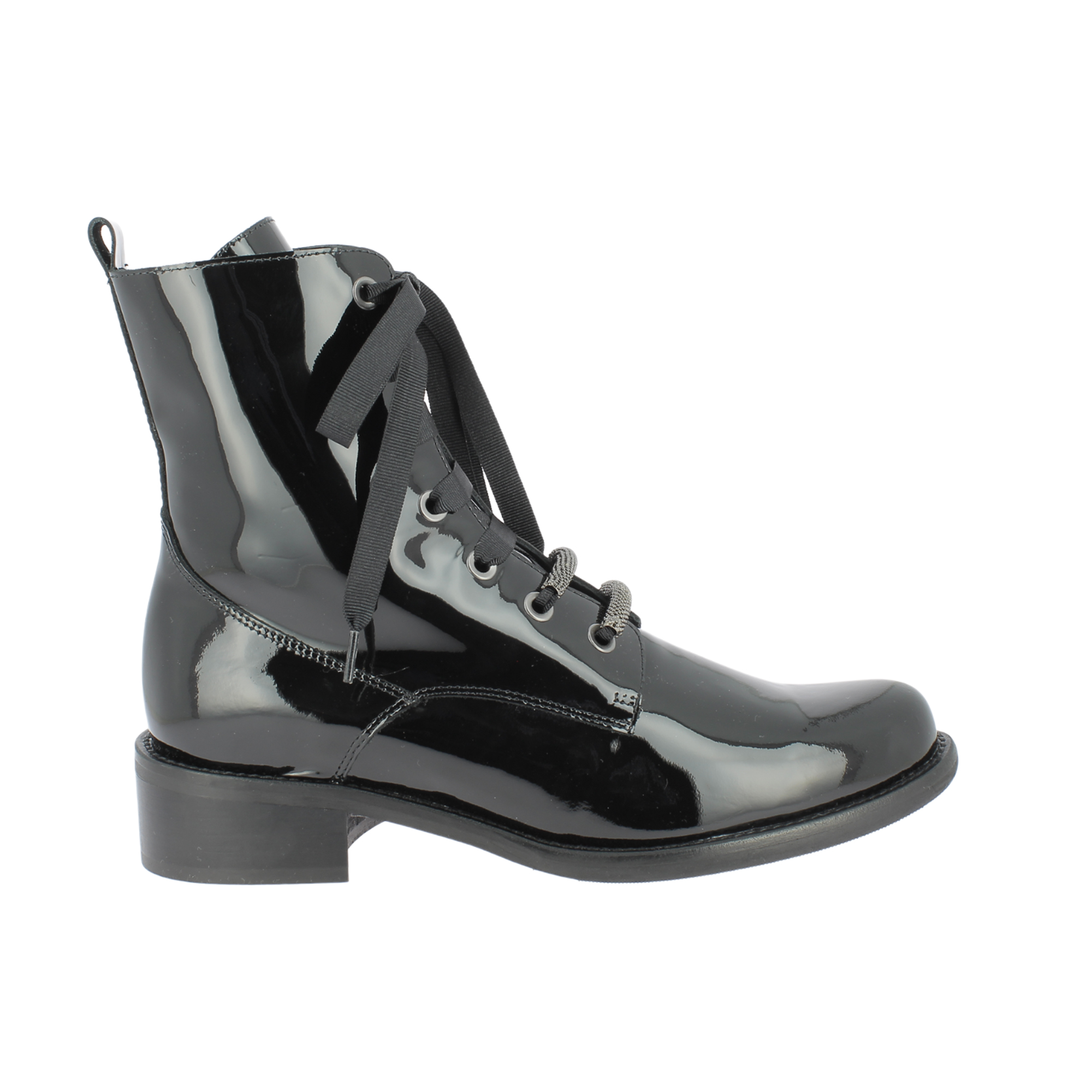 Boots femme cuir vernis noir hot sale