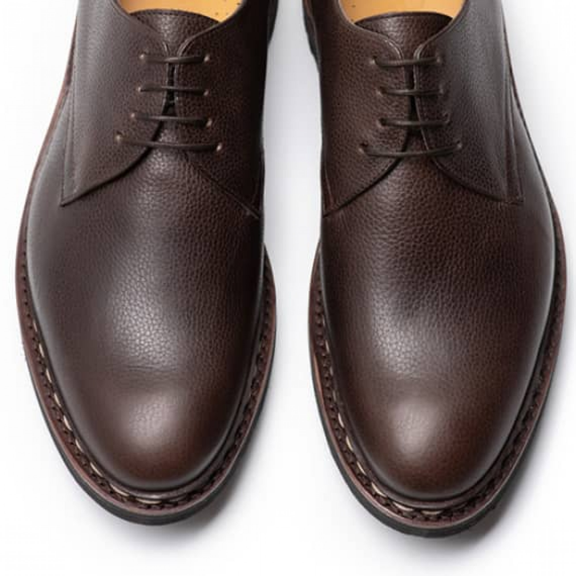 Chaussures derbies pour homme Tom en cuir grain marron semelle