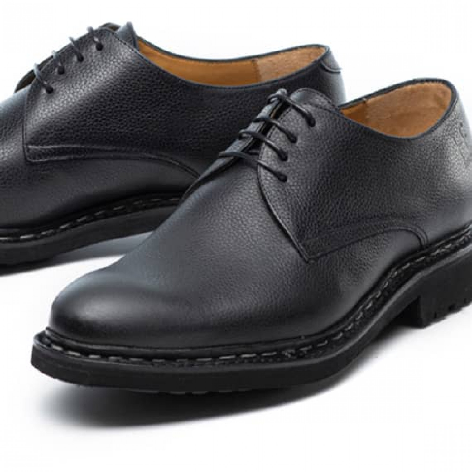 Chaussures derbies pour homme Tom en cuir grain noir semelle l g re