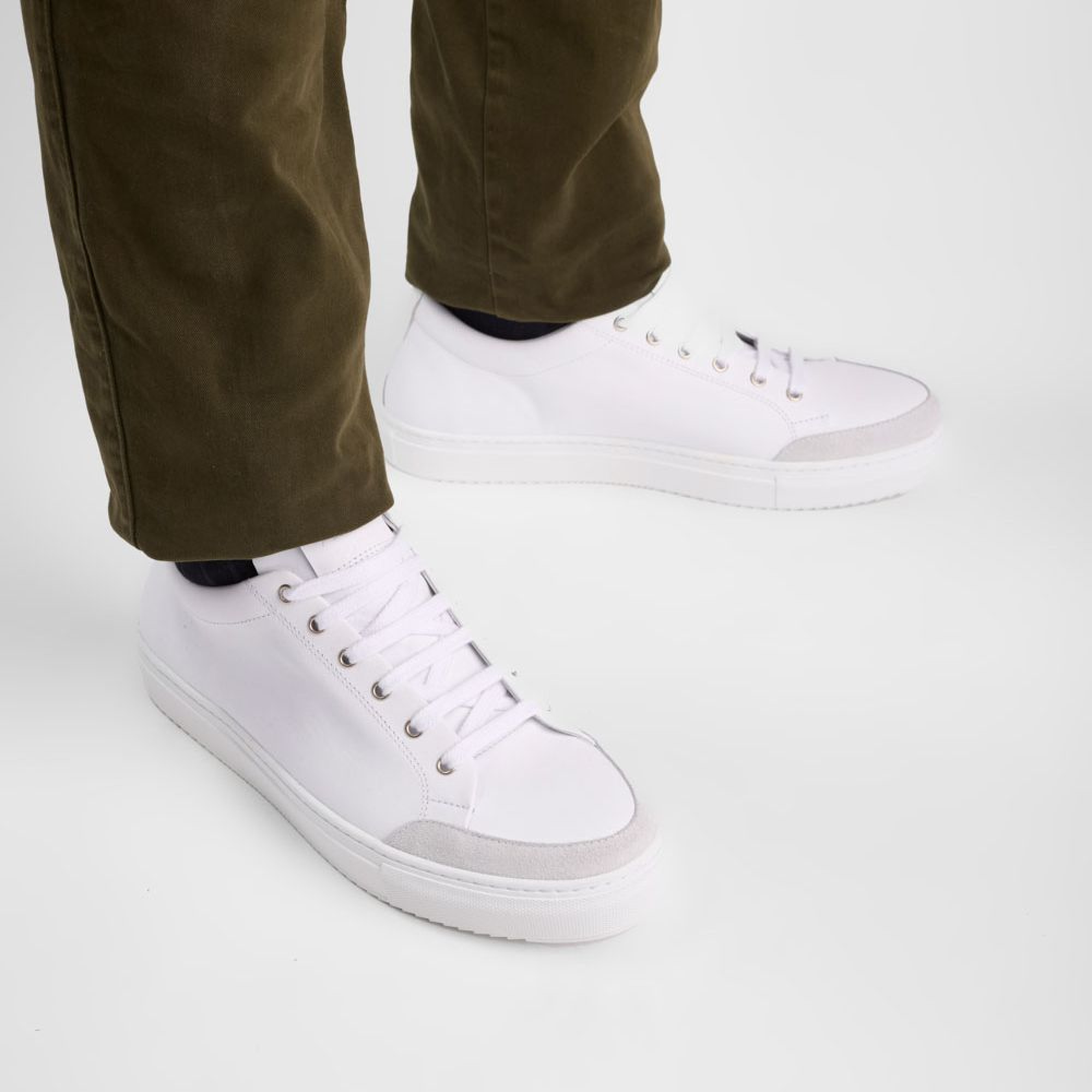 Jo - Baskets sneakers homme - cuir blanc - cousu bolognais