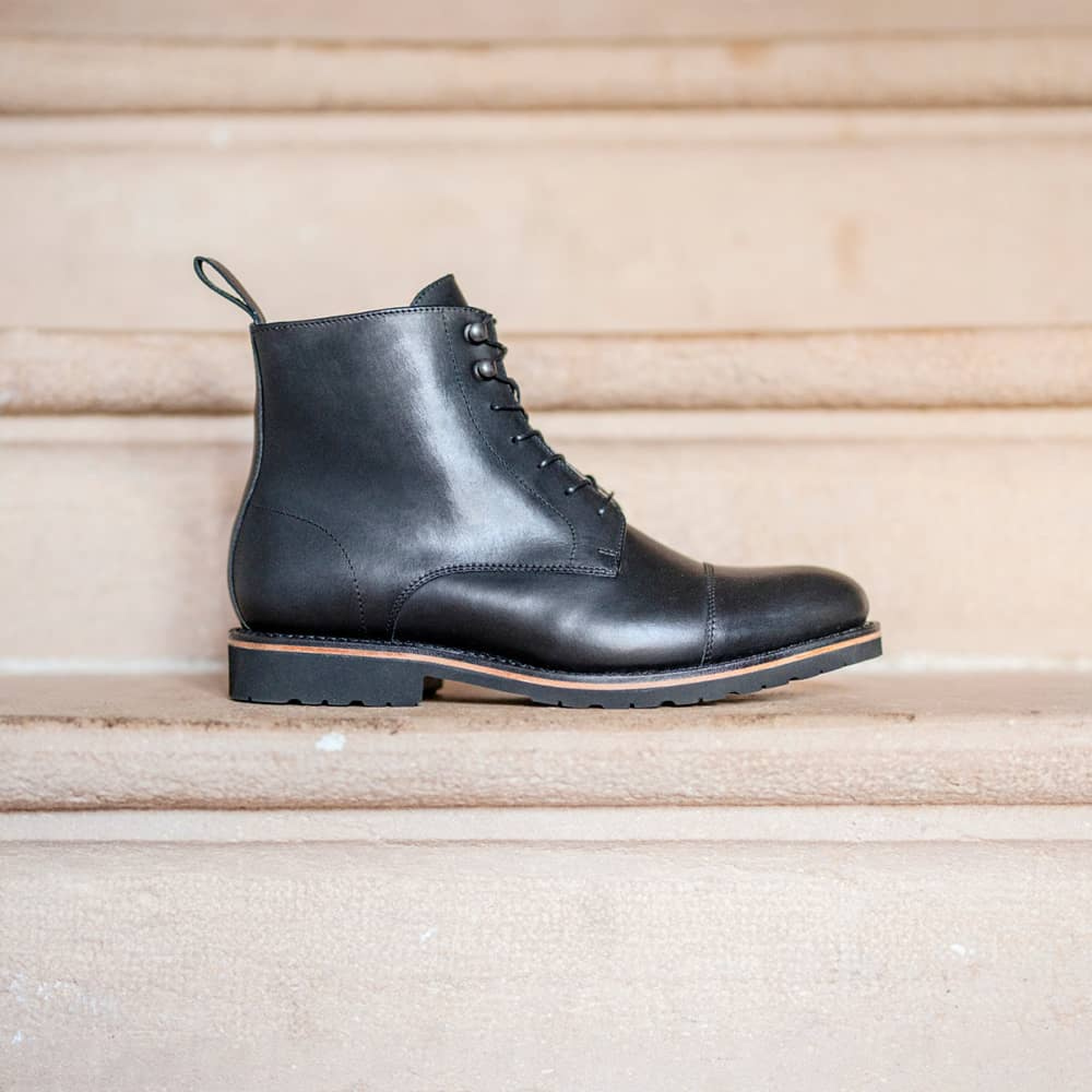 Chaussures boots homme - Cuir hydro noir - Cousu goodyear - Luxe